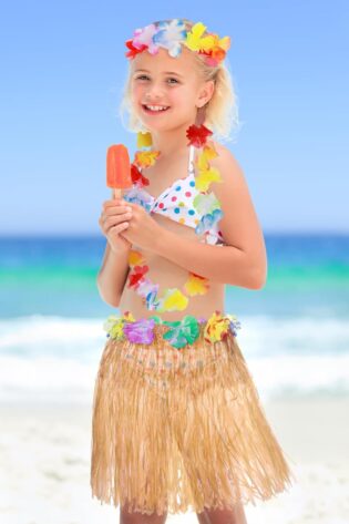 HAWAIIAN GRASS SKIRT LIGHT BROWN