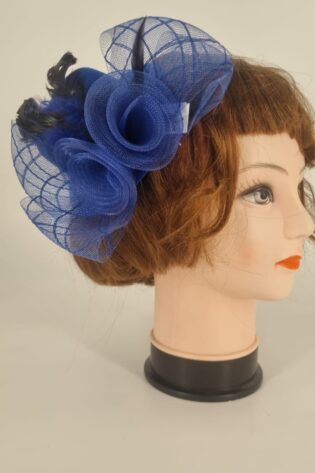 FASCINATOR VELVET ROSE  ROYAL BLUE