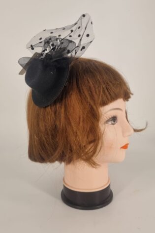 FASCINATOR MINI  VELVET BLACK WITH BOW