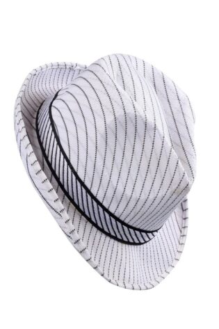 MAFIA HAT WHITE WITH BLACK PIN STRIP