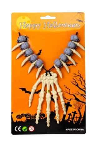 SKULL AND BONE HAND NECKLACE