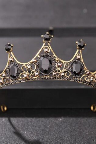 TIARA GOLD WITH BLACK JEWELS