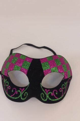 GLITTER BLACK  MIXED GREEN AND PINK