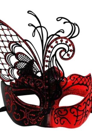 BUTTRER FLY MASK BLACK AND RED