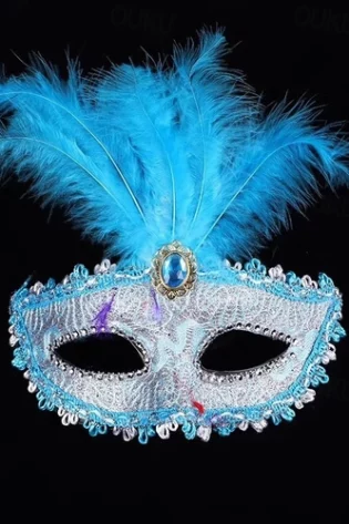 LIGHT BLUE WITH SILVER TRIM AND FEATHER