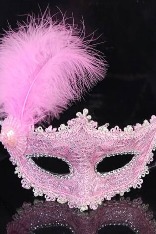 LIGHT PINK WITH SILVER TRIM AND FEATHER