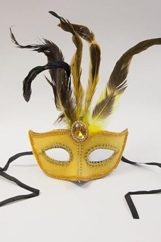 YELLOW WITH GOLD TRIM AND FEATHER