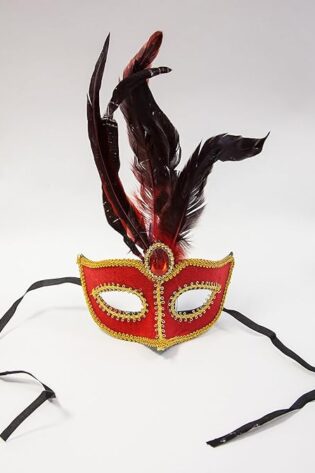 RED WITH GOLD TRIM AND FEATHER