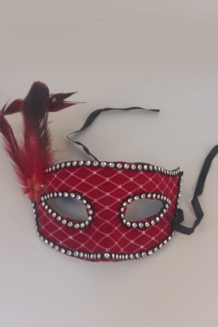 RED WITH SILVER TRIM AND FEATHER