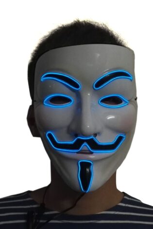 ANONYMOUS MASK WHITE  LIGHT UP BLUE