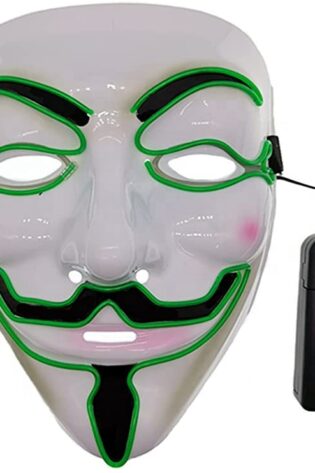 ANONYMOUS MASK WHITE  LIGHT UP  GREEN