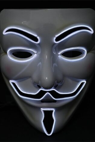 ANONYMOUS MASK WHITE  LIGHT UP CLEAR