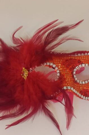 GLITTER RED WITH FEATHER