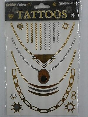 GOLD SILVER BODY NECKLACE TATTOO