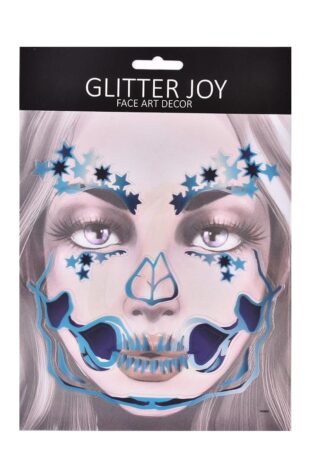 LIGHT BLUE STARS FACE TATTOO