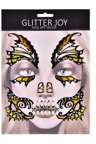 YELLOW BUTTERFLY FACE TATTOO