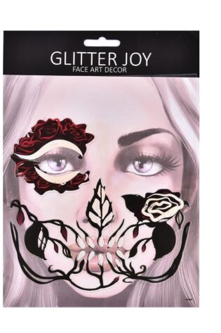 RED FLOWERS FACE TATTOO