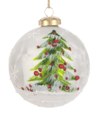 GLASS CHRISTMAS TREE BAUBLE BALL  LIGHT UP