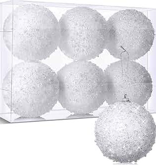 GLITTER WHITE CHRISTMAS BALLS