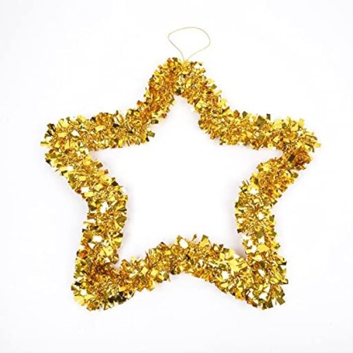 Gold tinsel star decoration