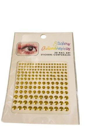GOLD RHINESTONE PEARL FACE STICKER