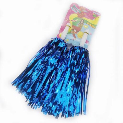Blue cheerleader pom poms