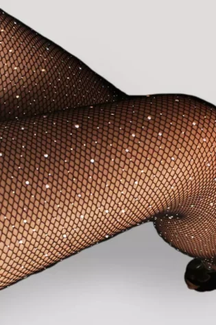 BLACK WITH GLITTER FISHNET