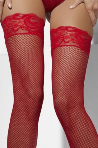 RED KNEE HIGH FISHNET