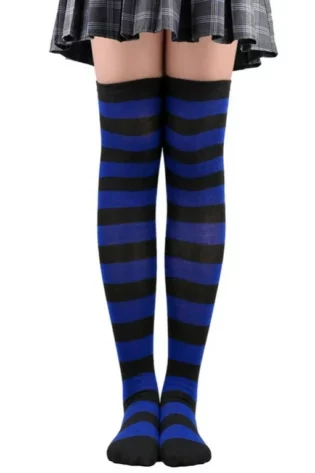 ROYAL BLUE AND BLACK KNEE HIGH SOCKS