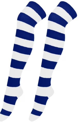 WHITE AND BLUE KNEE HIGH SOCKS