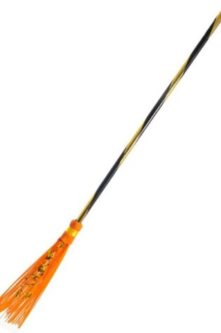 ORANGE WITCH BROOMSTICK WITH STARS