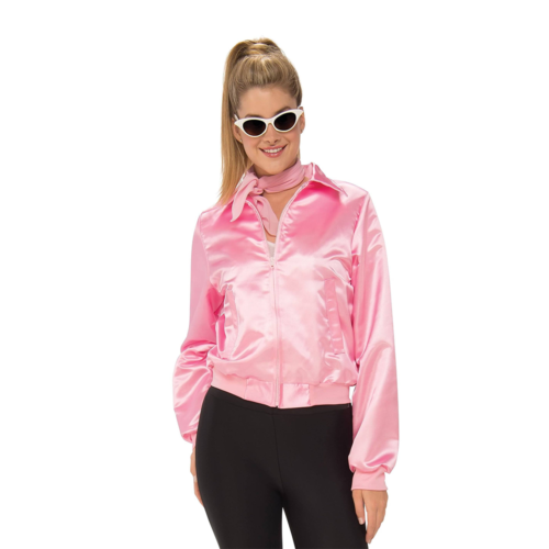 Woman in pink 50s jacket