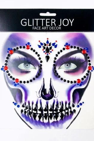 SKULL PURPLE AND RED FACE ART