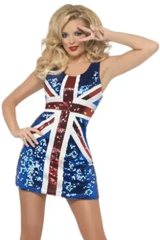 90S SPICE GIRLS - GERI HALLIWELL GINGER SPICE UNION JACK COSTUME