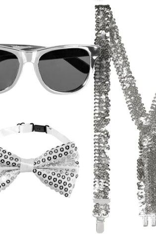 MENS DISCO SUSPENDER KITS SILVER