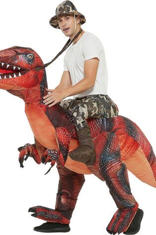 Velociraptor Ride On Inflatable Red