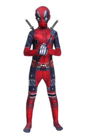Kids Deadpool Body-Fit Jumpsuit Costume