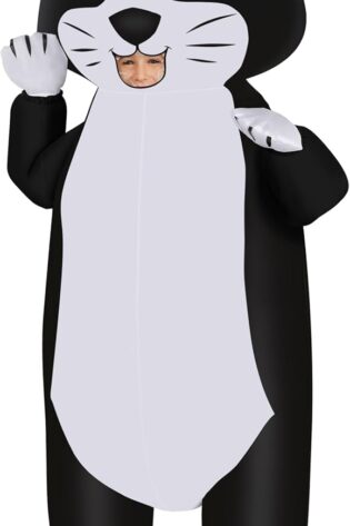 cat black and white inflatable costume