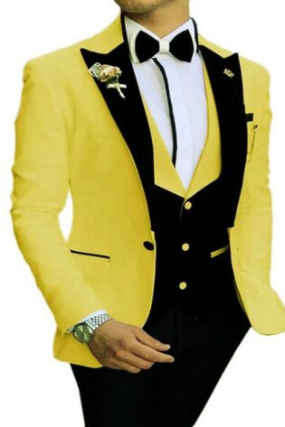 bright yellow formal suit hire