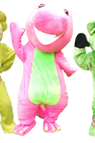 Barney, BJ & Baby Bop Trio Mascot Costume Hire