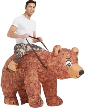 brown bear ride on me inflatable costume