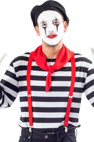 mime adult black and white stripped shirt hire