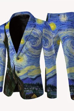 fun starry night art inspired suit - rental