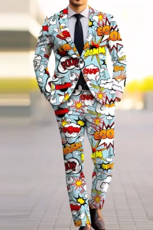 fun cartoon onomatopoeia  style suit - rental