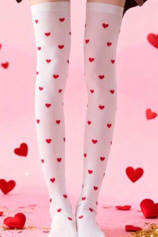 HEART KNEE HIGH STOCKINGS  - SALE