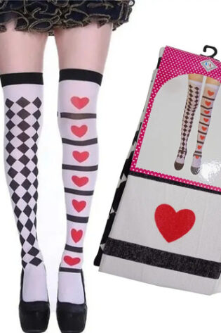 QUEEN OF HEARTS PLAYING CARD KNEE HIGHS - SALE