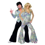 Man and woman in 70s outfits