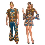 60s hippie couples costume floral peace outfit