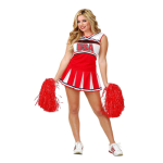 Red USA cheerleader outfit with pom-poms