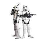 Two people in stormtrooper costumes
